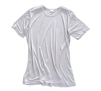 LSHARON Mens 100% Mulberry Silk Knit Round Neck Short Sleeves T-Shirts (XS(Tag M), Beige)