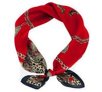 LSHARON SILK 100% Mulberry Silk Scarf Lightweight Neck Scarf - 53x53cm - Digital Printed Small Square Wraps Pure Silk Scarves Natural Silk Neckerchief Headscarf Gift for Women Men (35 Red Leopard)