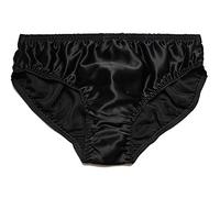 LSHARON Silk Men's Sexy 100% Mulberry Silk Briefs Lingerie Underwear (M (Tag XL), Black)