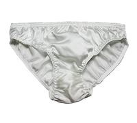 LSHARON Silk Men's Sexy 100% Mulberry Silk Briefs Lingerie Underwear (M (Tag XL), White)