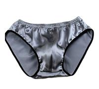 LSHARON Silk Men's Sexy 100% Mulberry Silk Briefs Lingerie Underwear (S(Tag L), Silver)