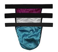 LSHARON Silk Men's Sexy 100% Mulberry Silk G-string Lingerie Underwear Thong Briefs 3 Pairs in one Economic Pack (M(Tag XL), A03)
