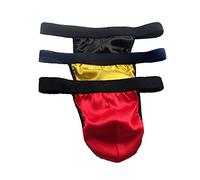 LSHARON Silk Men's Sexy 100% Mulberry Silk G-string Lingerie Underwear Thong Briefs 3 Pairs in one Economic Pack (L(Tag 2XL), A02)
