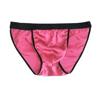 LSHARON SILK Men's Sexy 100% Mulberry Silk G-string Lingerie Underwear Thong Briefs (L (Tag 2XL), Pink)
