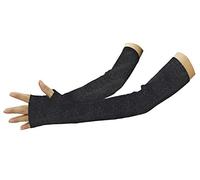 LSHARON SILK Women's Cashmere Warm Long Fingerless Gloves Winter Arm Warmer (Black 2)