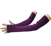 LSHARON SILK Women's Cashmere Warm Long Fingerless Gloves Winter Arm Warmer (Purple)