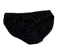 LSHARON SILK Women's Sexy 100% Mulberry Silk Briefs Lingerie Lace Thong Underwear Panties (L(Tag 2XL), Black)