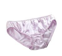 LSHARON SILK Women's Sexy 100% Mulberry Silk Briefs Lingerie Thong Underwear Panties (L(Tag 2XL), Light Purple)