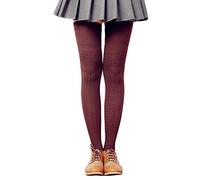 LSHARON Womens Over the Knee Thigh High Stockings Soft Knit Crochet Sock Leggings, Coffee, M
