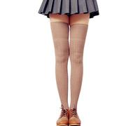 LSHARON Womens Over the Knee Thigh High Stockings Soft Knit Crochet Sock Leggings, Khaki, M
