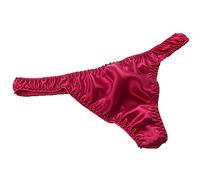 LSHARON Women's Sexy 100% Mulberry Silk G-String Lingerie Underwear Briefs Thong Panties (M(Tag XL), Red)
