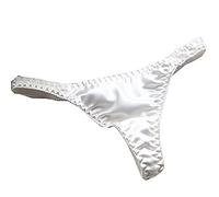 LSHARON Women's Sexy 100% Mulberry Silk G-String Lingerie Underwear Briefs Thong Panties (S(Tag L), White)