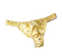 LSHARON Women's Sexy 100% Mulberry Silk G-String Lingerie Underwear Briefs Thong Panties (S(Tag L), Yellow-)
