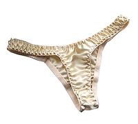 LSHARON Women's Sexy 100% Mulberry Silk G-String Lingerie Underwear Briefs Thong Panties (XS(Tag M), Beige)