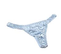 LSHARON Women's Sexy 100% Mulberry Silk G-String Lingerie Underwear Briefs Thong Panties (XS(Tag M), Blue)