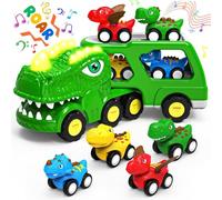 Lshfjnd Toddler Car Toys for 1 2 3 4 5 Year Old Boy Birthday Gifts 5-in-1 Dino Transport Carrie Trucks for Toddlers 1-3 with Sounds & Lights Toddler Toys Age 2-4 Dinosaur toys for kids 3-5