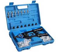 LSHK 13” Hand Rivet Nut Gun Hand Riveter Rivnut Tool Kit with 7 Pcs Metric Mandrels and 110 Pcs Rivet Nuts from M3 to M12