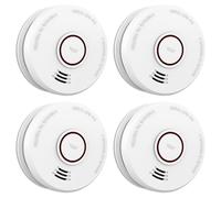 LSHOME 4 Pack Smoke Detectors, Fire Alarms, 9V Battery Operated Photoelectric Sensor, Easy to Install Smoke Alarms with Sound and Luminous Warning, Test Button, Crash