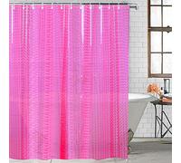 LshyMn EVA Shower Curtain Liner 3D Water Cube Clear Bathroom Shower Curtains, Clear EVA Shower Liner for Shower Stall 71x71 Inches with Hooks (Pink Purple)