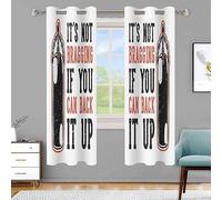 LshyMn Fitness Curtains 42x84 Inches Cartoon Gym Sandbags Inspirational Quotes Pattern Printed Window Drapes for Living Room 2 Panels CLXTMN250