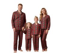 Lshyuehao Christmas Family Matching Pajamas Sets Silk Satin Long Sleeve Button Down Comfy Loungewear for Couples, Men, Women (Baby, 18-24 Months, B-Red)