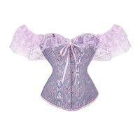 Lshyuehao Corset Tops for Women Lace Floral Corset Lace Up Bustier Lingerie Bodyshaper Push Up Bodysuit