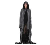 Lshyuehao Halloween Grim Reaper Costume Adults Scary Black Robe Horror Wizard Cape (A-Black, One Size)