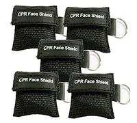 LSIKA-Z Pack of 5pcs CPR Mask Keychain Ring Emergency Kit Rescue Face Shields with One-way Valve Breathing Barrier for First Aid AED Training (Black)