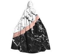 LSJRBWTD Black White Marble Halloween Hooded Cloak for Adults | Full Length Cosplay Cape Costume Fantasy Robe with Oversized Hood for Masquerade Carnival Stage Events