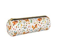 Lsjuee Animals Fox Pencil Case Pen Pouch Cylinder Small Carrying Box for Women Adult with Smooth Zipper Simple Durable Lightweight for Office Organizer Storage Bag