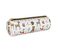Lsjuee Animals Fox Pencil Case Pen Pouch Cylinder Small Carrying Box for Women Adult with Smooth Zipper Simple Durable Lightweight for Office Organizer Storage Bag