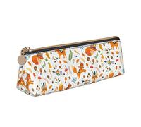 Lsjuee Animals Fox Pencil Case Women Pen Pouch Simple Carrying Box for Adult with Smooth Zipper Durable Lightweight for Office Organizer Storage Bag