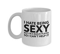 Lsjuee Banjo Mug - I Hate Being Sexy but I'm a Banjo Player so I Can't Help it - Banjo Player - Banjoist - Ceramic Coffee Tea Mug 11 OZ