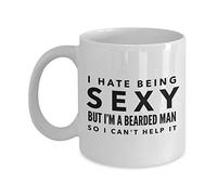 Lsjuee Beard Mug - I Hate Being Sexy but I'm a Bearded Man so I Can't Help it - Bearded Coffee Mug - Unique Gift for Bearded Men - Funny Beard Mug - Ceramic White 11 OZ