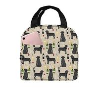 Lsjuee Black Lab Wine Labrador Retriever Dog Tan Lunch Bag, Reusable Cute Lunch Box Insulated Cooler Tote Bag Multi-Functional School Lunch Container for Teen Boys Girls