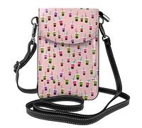 Lsjuee Boba Bubble Tea Crossbody Cell Phone Purse Women Pu Crossbody Bag Small Crossbody Wallet Purse Shoulder Bag