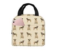 Lsjuee Border Terrier Dog Dog Border Terrier Holiday Dog Christmas Dog Cream Lunch Bag, Reusable Cute Lunch Box Insulated Cooler Tote Bag Multi-Functional School Lunch Container for Teen Boys Girls