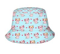 Lsjuee Bucket Hat for Women Men Cute Axolotl Sun Hat Outdoor Vacation Hot Summer Beach Fishing Cap