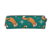 Lsjuee Cartoon Fox Small Pencil Case Simple Pen Pouch Carrying Box for Adult with Smooth Zipper Durable Lightweight for Office Organizer Storage Bag