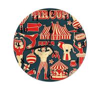 Lsjuee Circus Round Wall Clock,Circus Stars for Clown Strongman Twins Pattern Round Wall Clock Home Garden Wall Decorative for Bedroom Office School Art(10")