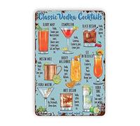 Lsjuee Cocktail Knowledge Tin Signs, Classic Vodka Cocktail Classification Knowledge Metal Tin Sign Vintage Decorations Poster Decorative for Bathroom Cafe Bar Garage Home Shop Decor Wall 12x16
