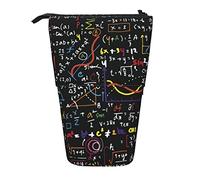 Lsjuee Colorful Math Formula Print Pencil Case, Stand up Pencil Pouch, Telescopic Stationery Pen Pouch, Standing Pencil Bag with Zipper