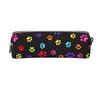 Lsjuee Colorful Puppy Paws Small Pencil Case Simple Pen Pouch Carrying Box for Adult with Smooth Zipper Durable Lightweight for Office Organizer Storage Bag