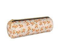 Lsjuee Cute Fox Vintage Pencil Case Women Pen Pouch Simple Carrying Box for Adult with Smooth Zipper Durable Lightweight for Office Organizer Storage Bag