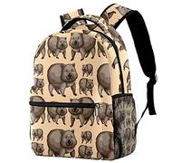 Lsjuee Cute Wombats Animals Backpack Travel Rucksack Durable Bags for Students Outdoor Hiking Camping Weekend Backpack