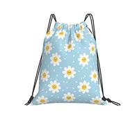 Lsjuee Drawstring Backpack Daisy Little Flower Pastel Blue String Gym Bag Pull Cinch Sackpack for Men Women Sport Yoga Travel Swimming Hiking
