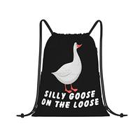 Lsjuee Drawstring Bags Silly Goose On The Loose Backpack Bag Sport Gym Sack Drawstring Bag String Bag Yoga Bag For Men Women Boys Girls