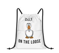 Lsjuee Drawstring Bags Silly Goose On The Loose Backpack Bag Sport Gym Sack Drawstring Bag String Bag Yoga Bag For Men Women Boys Girls