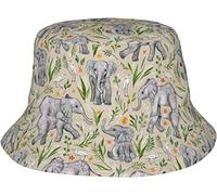 Lsjuee Elephants and Egrets Fishing Hats Bucket Sun Hats Breathable Fisherman Protection Safari Hats Unisex for Beach Hiking Safari Camping Gardening Boating Black