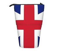 Lsjuee Flag Great Britain Print Pencil Case, Stand up Pencil Pouch, Telescopic Stationery Pen Pouch, Standing Pencil Bag with Zipper